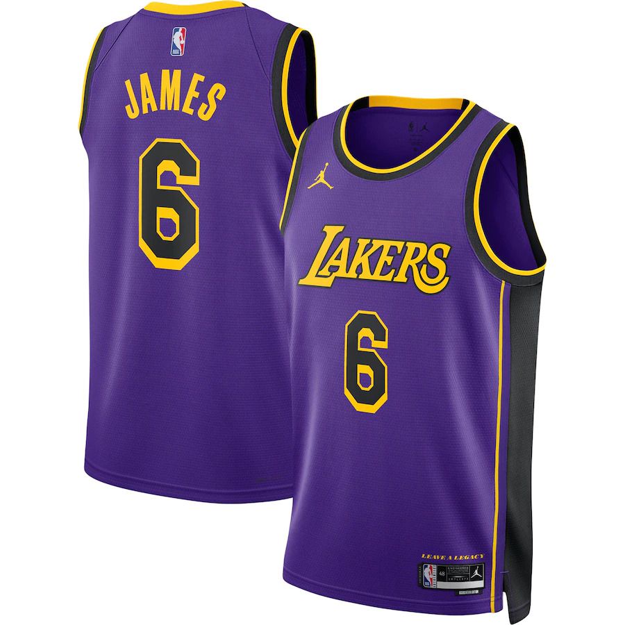 Men Los Angeles Lakers #6 LeBron James Jordan Brand Purple 2022-23 Statement Edition Swingman NBA Jersey
